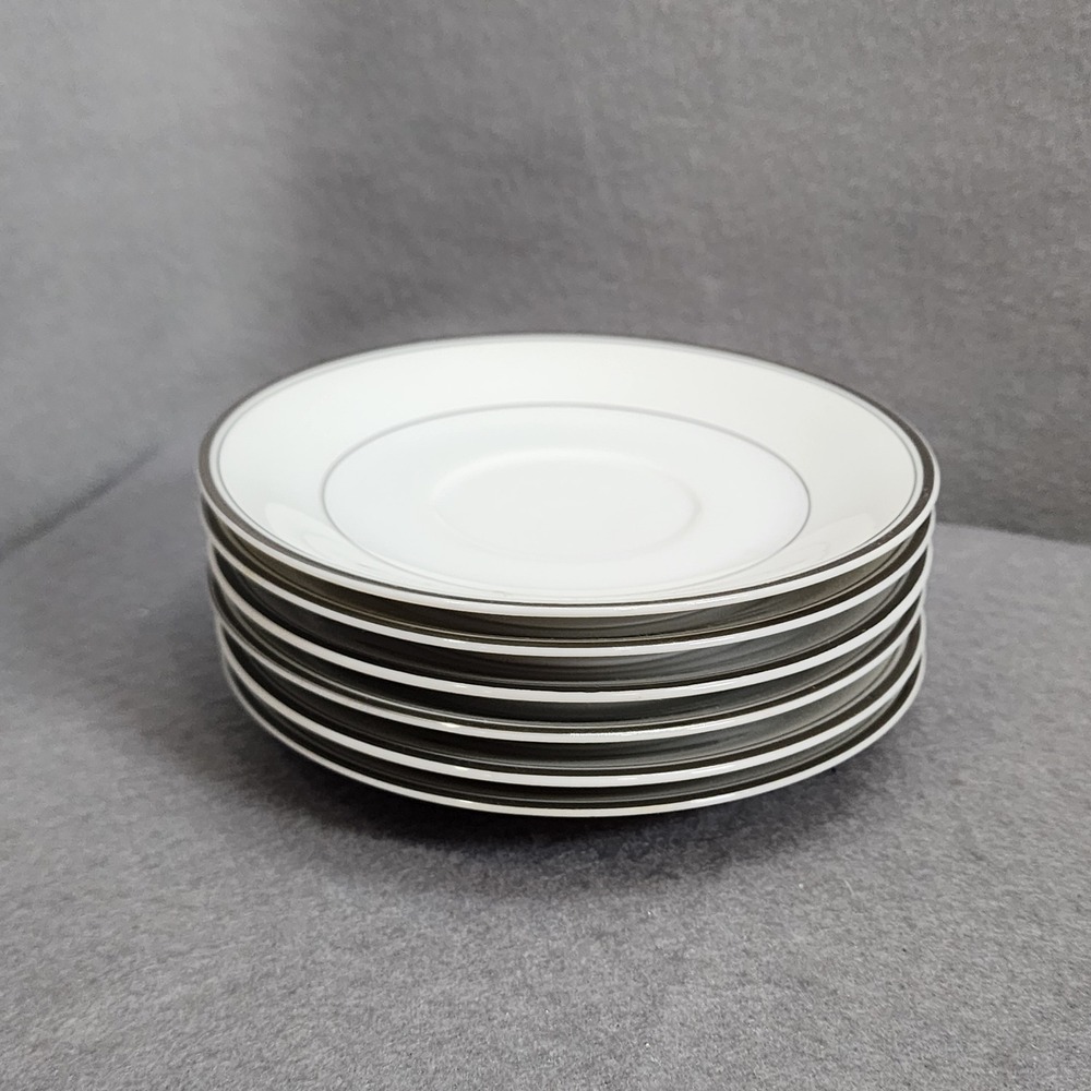 Imperial China Saucers White Silver Sincerity 318 Japan Set of 6‎ 6in